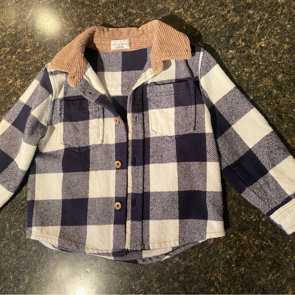 Blue and White Button Down Shirt Jacket